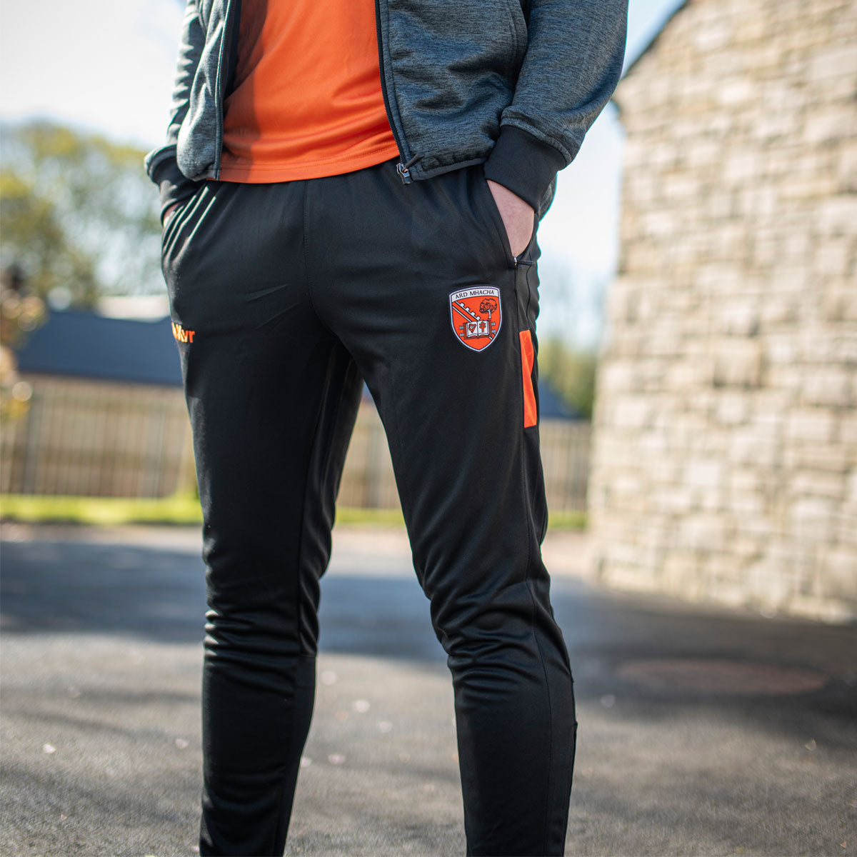 McKvr Armagh GAA Boost Skinny Pants - Adult - Black/Orange