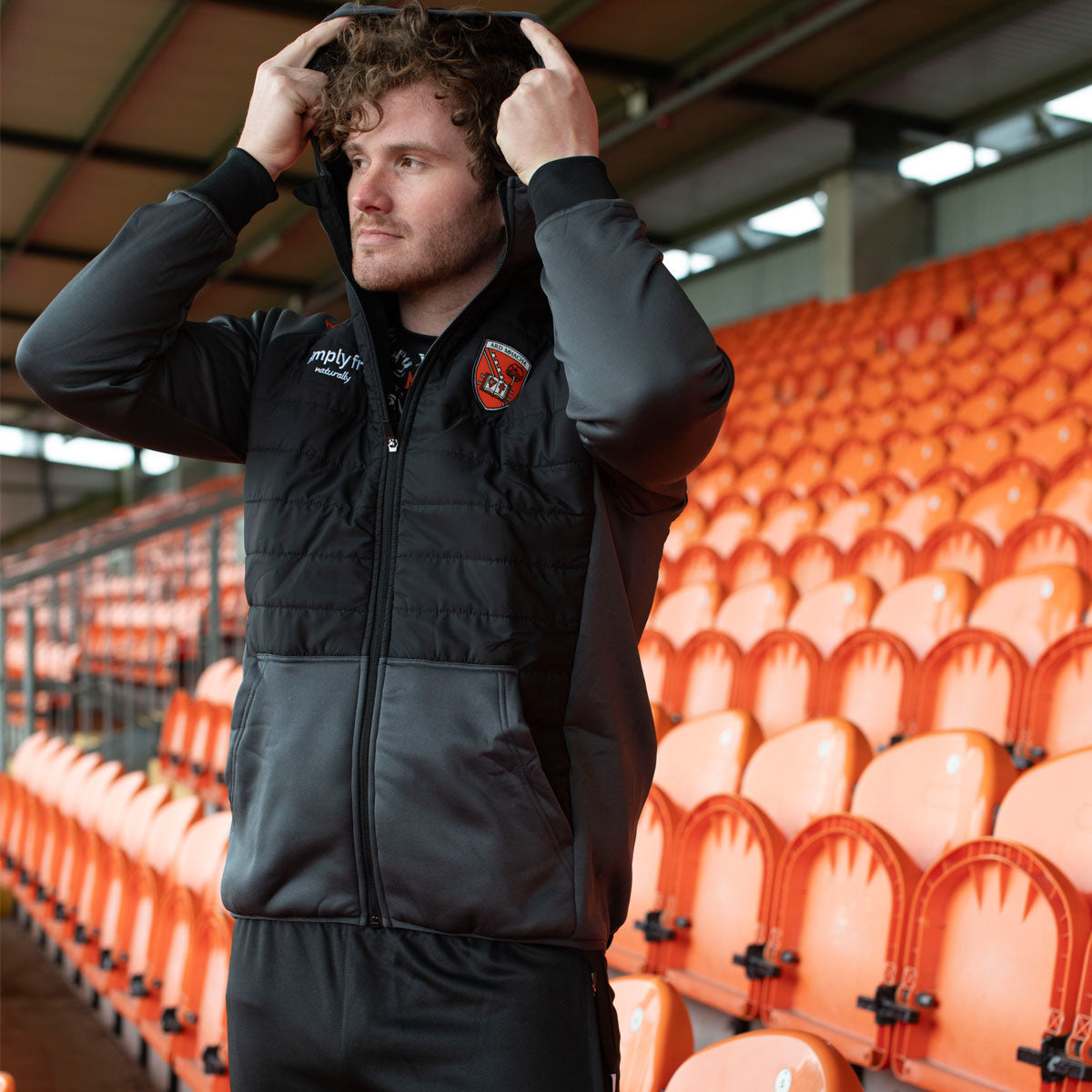 McKvr Armagh GAA Official Vital Interlock Hooded Jacket - Adult - Black/Charcoal