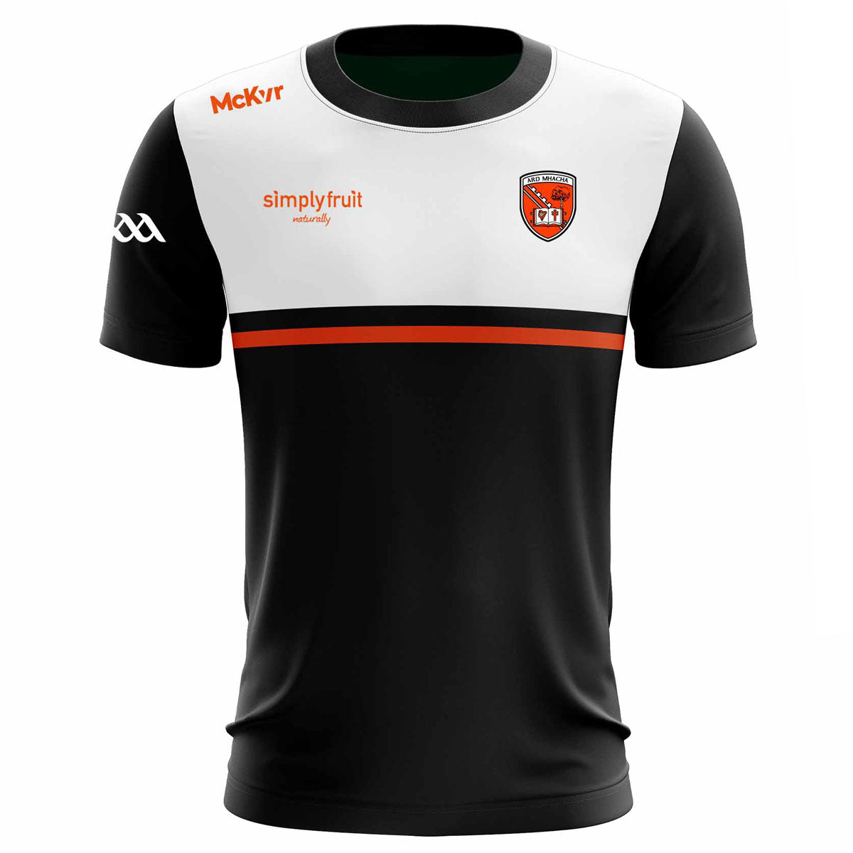 Mc Keever Armagh GAA Official Vital Lightweight Short Sleeve Tee - Adult - Black/White/Orange