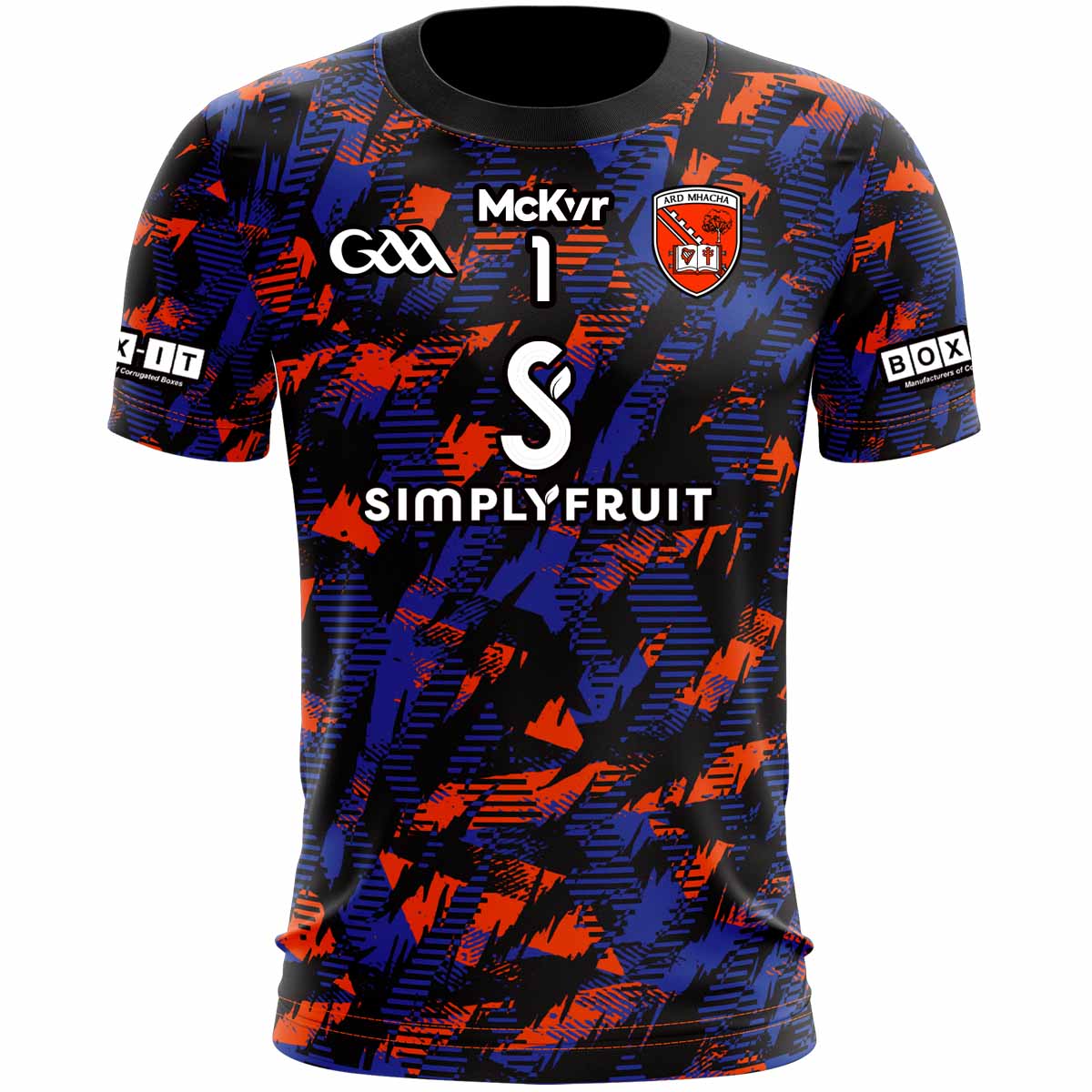 Mc Keever Armagh GAA Numbered Goalkeeper Jersey - Adult - Black/Blue/Orange