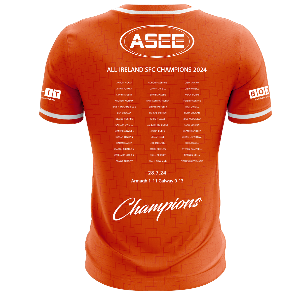 Mc Keever Armagh GAA Official All Ireland Winners Jersey - Adult - Player Fit - Orange