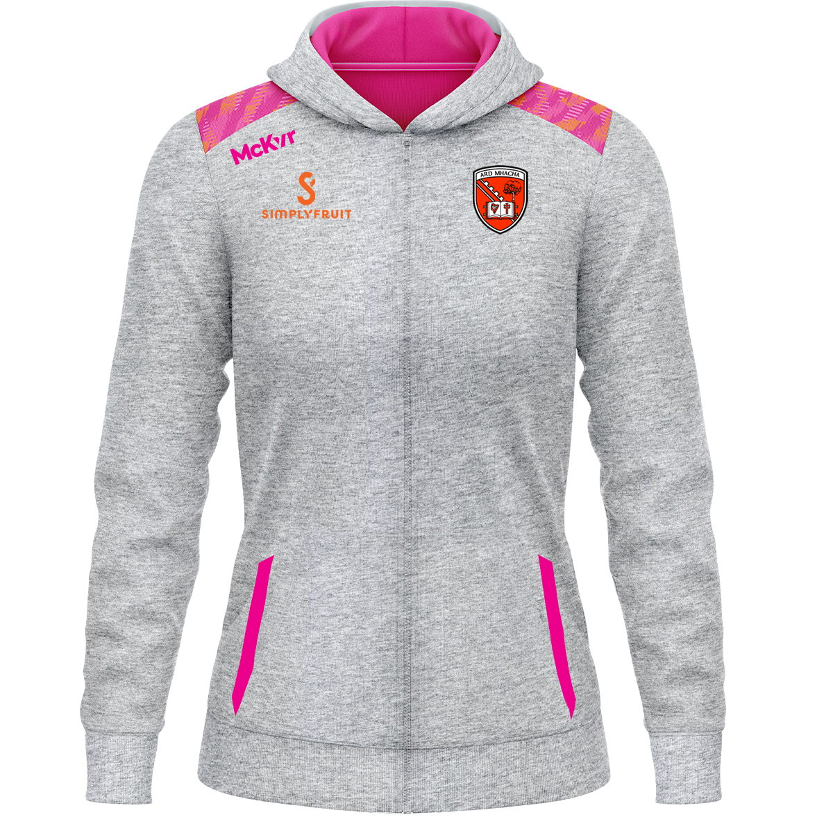 Mc Keever Armagh GAA Boost Full Zip Jacket - Girls - Grey/Pink