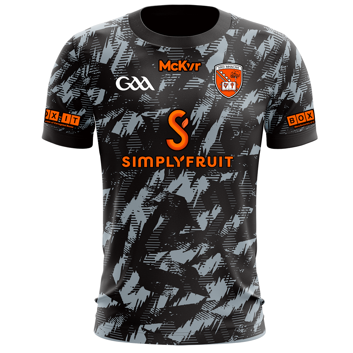 McKvr Armagh GAA Boost Training Jersey - Adult - Grey/Black Player Fit