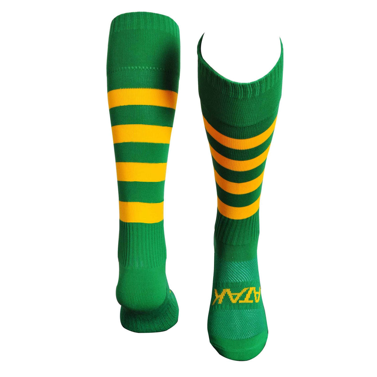 Atak Hooped Sports Socks - Adult - Green/Gold