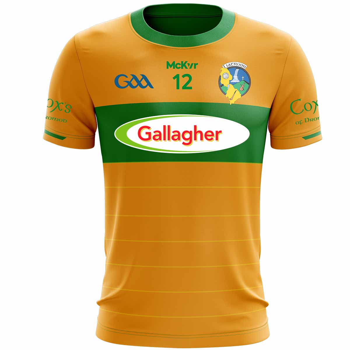 Mc Keever Leitrim GAA Official Numbered Away Jersey - Youth - Gold/Green