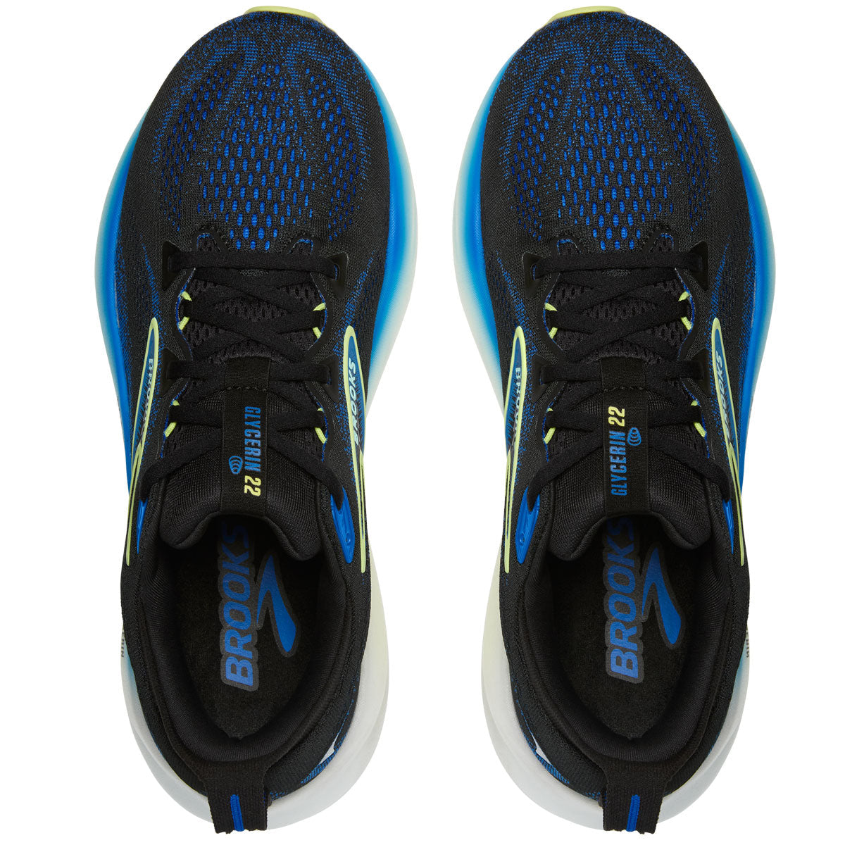 Brooks Glycerin 22 Running Shoes - Mens - Black/Cobalt/Neo Yellow
