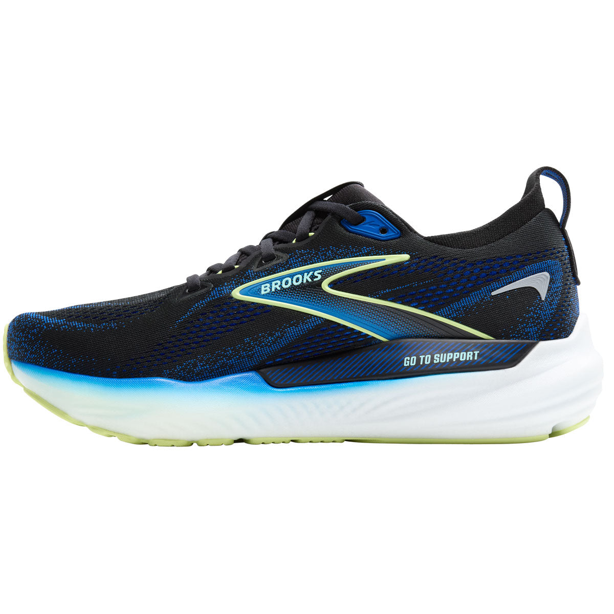 Brooks Glycerin GTS 22 Running Shoes - Mens - Black/Cobalt/Neo Yellow