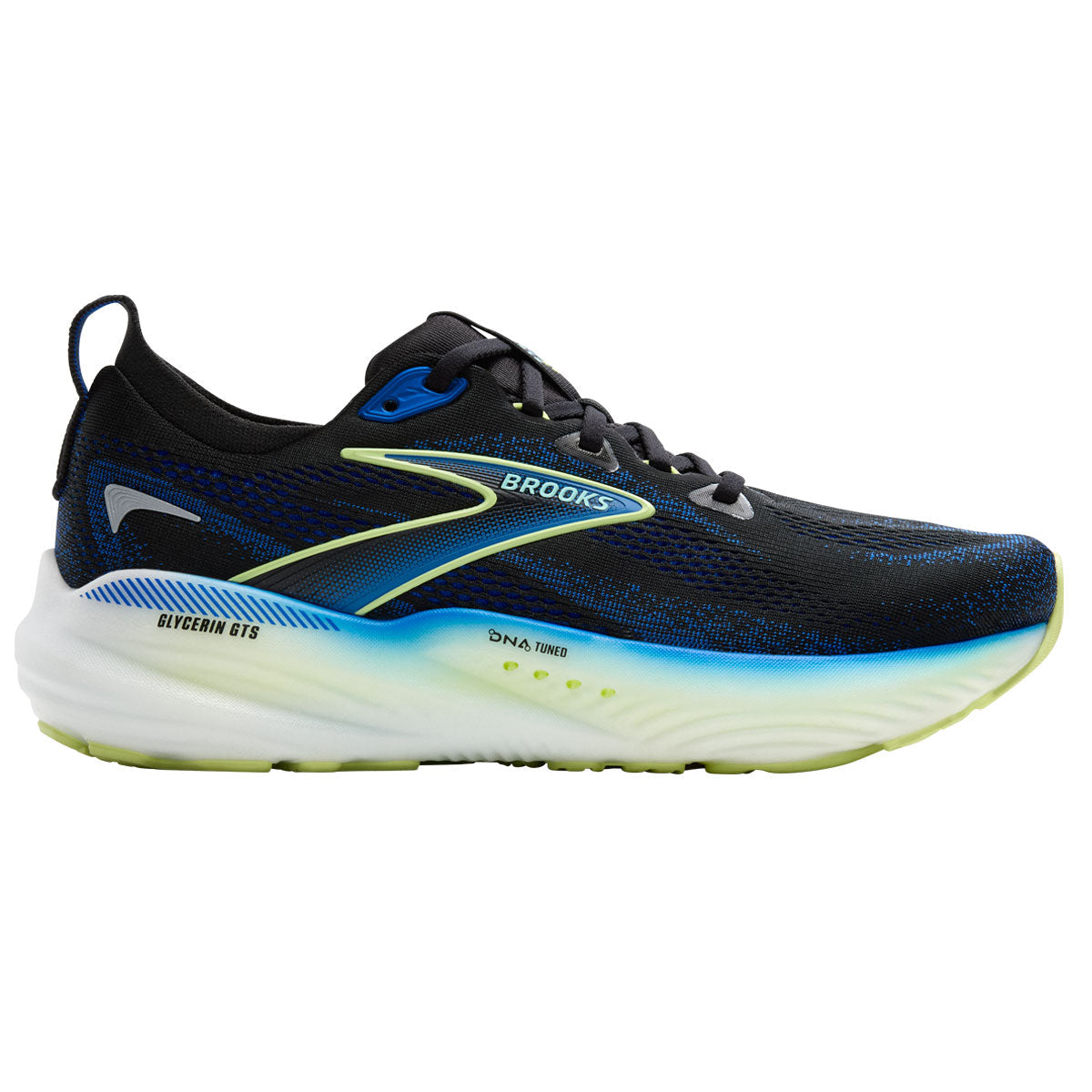 Brooks Glycerin GTS 22 Running Shoes - Mens - Black/Cobalt/Neo Yellow