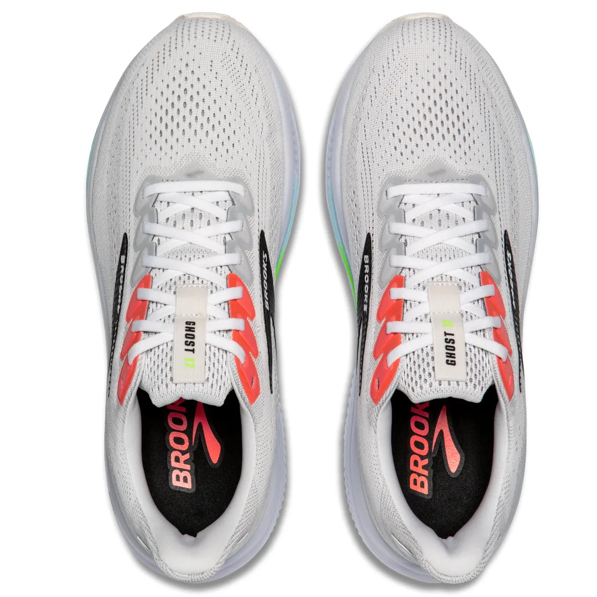 Brooks Ghost 17 Running Shoes - Mens - White/Pink Clay/Gecko