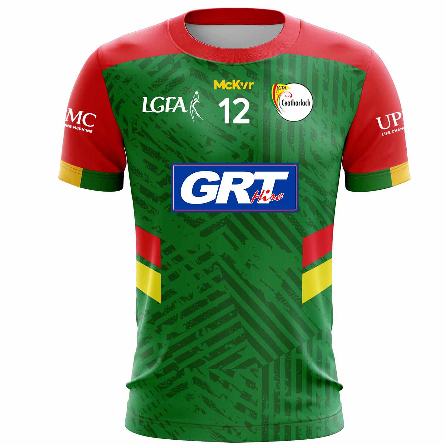 McKvr Carlow Ladies LGFA Official Home Numbered Jersey - Adult - Green/Red