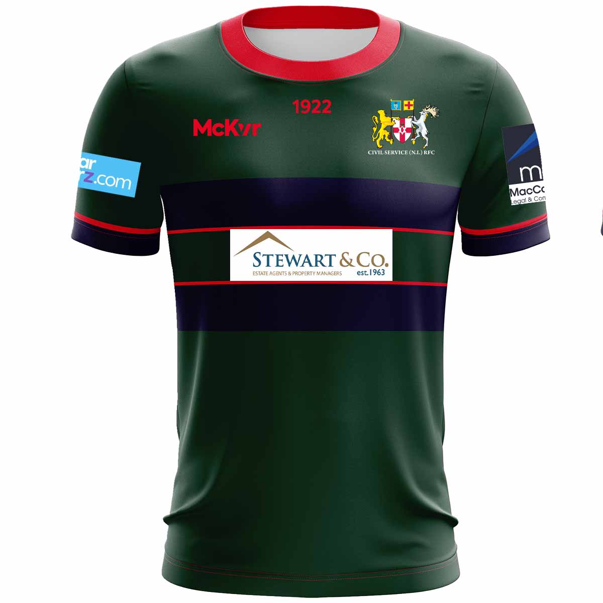 Mc Keever Civil Service NI RFC 4WS Pro Home Jersey - Youth - Green