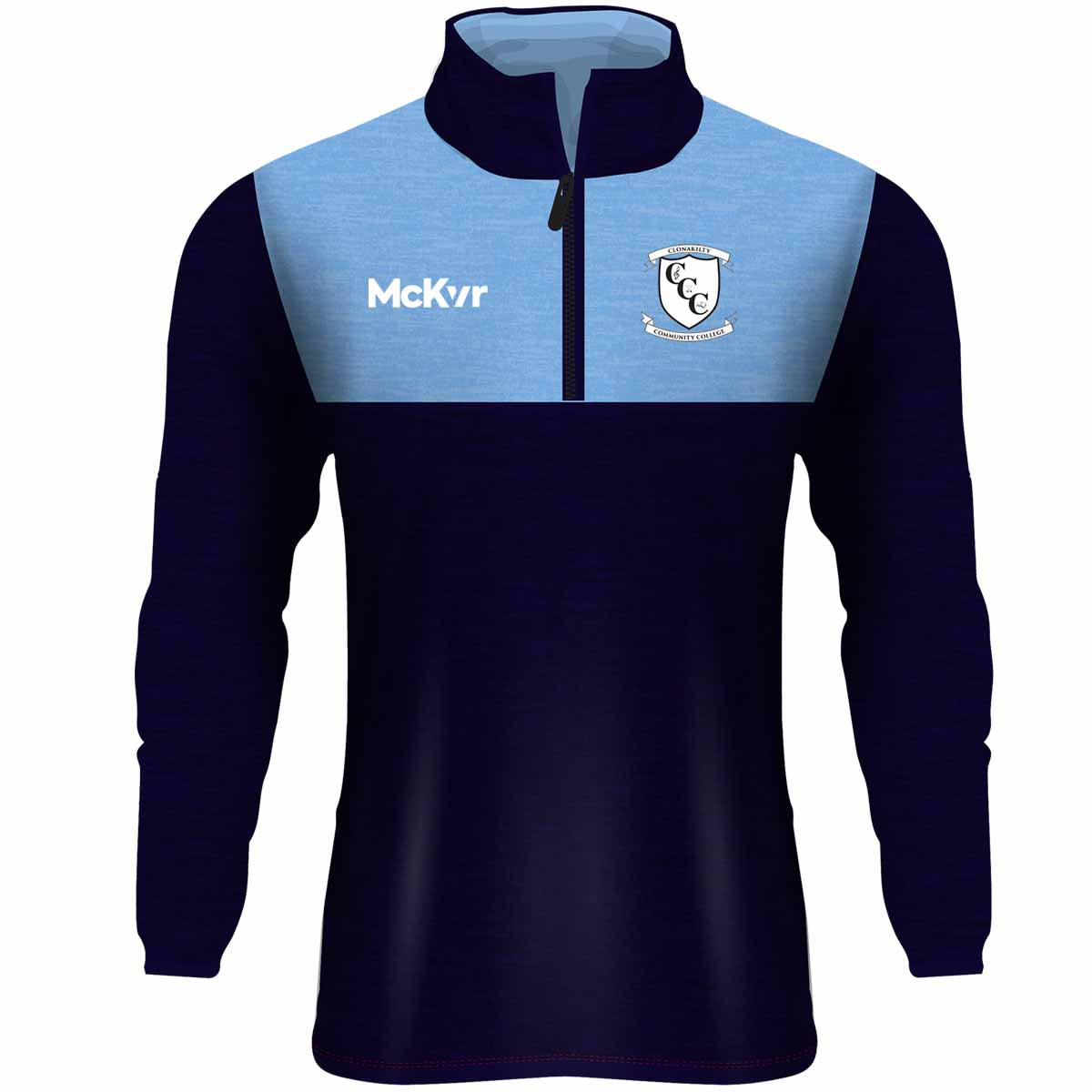 Mc Keever Clonakilty Community College 1/4 Zip Top - Youth - Navy/Sky