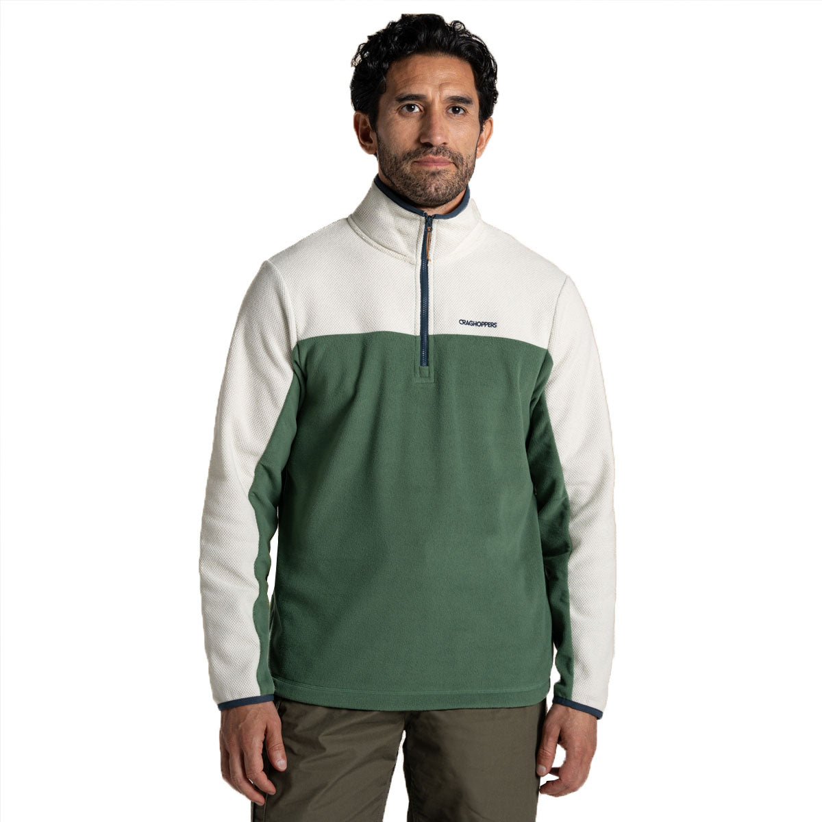 Craghoppers Javi Half Zip Fleece - Mens - Ecru/Mangrove Green