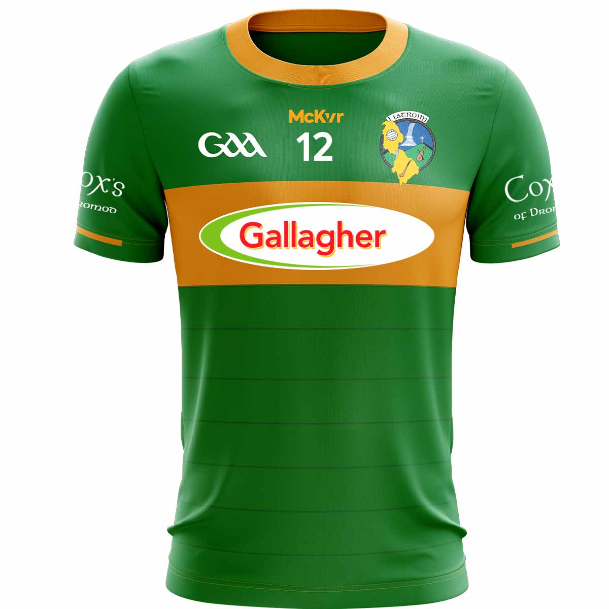 Mc Keever Leitrim GAA Official Home Numbered Jersey - Adult - Green/Gold Player Fit