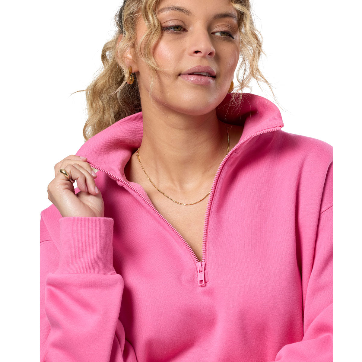 Gym+Coffee Ribbed Quarter Zip - Womens - Sangria Sunset