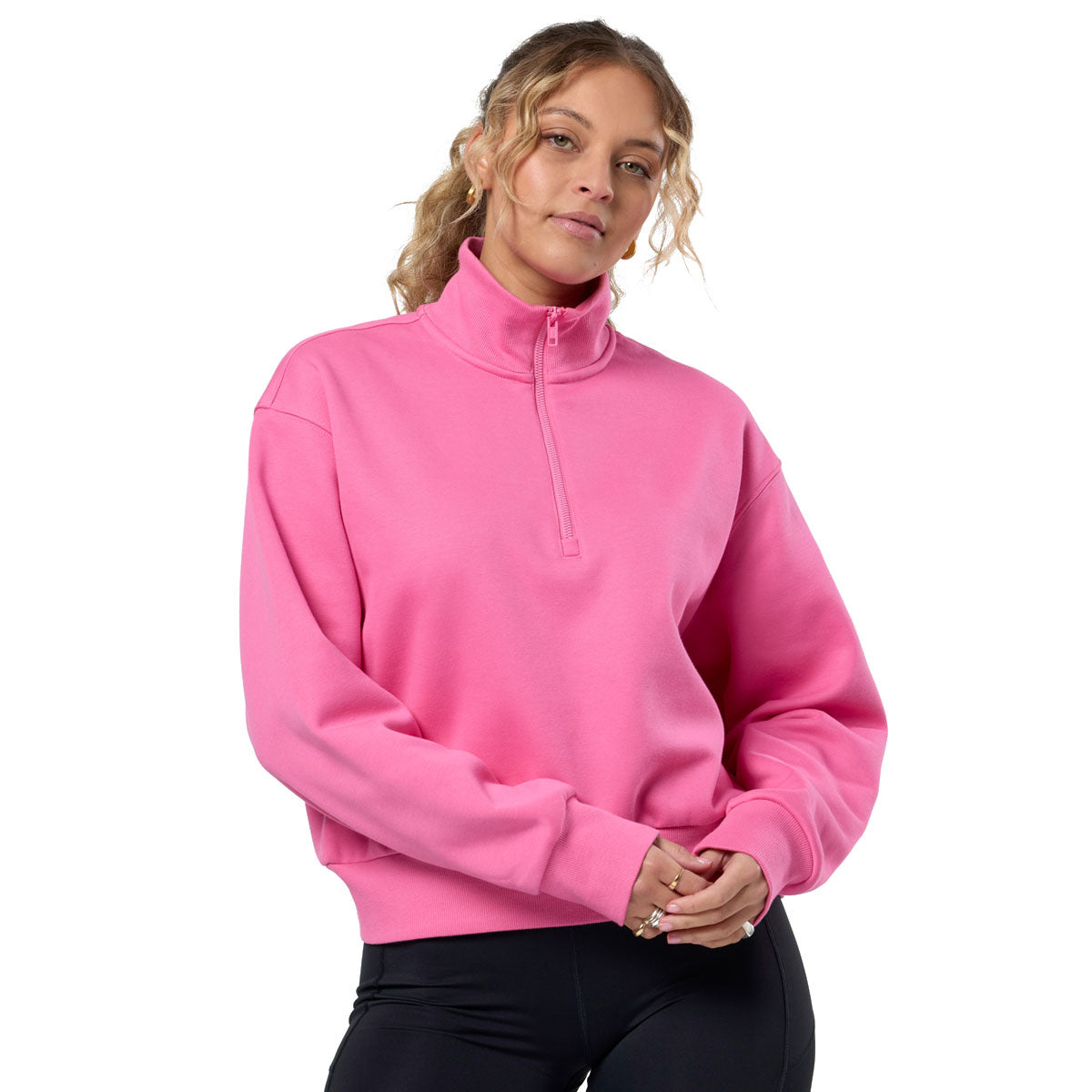 Gym+Coffee Ribbed Quarter Zip - Womens - Sangria Sunset