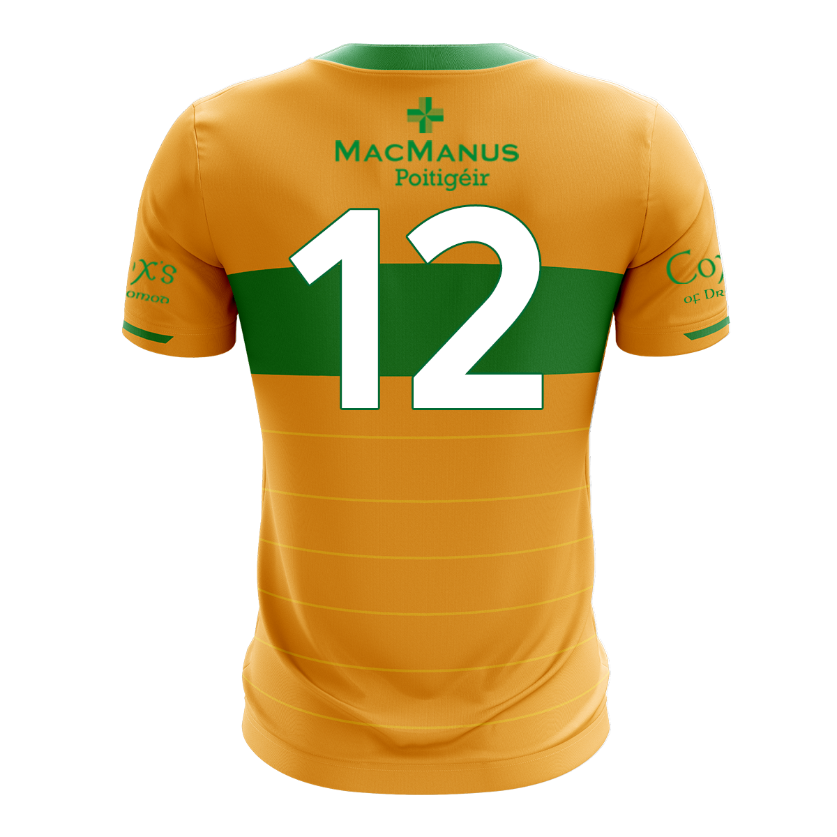 Mc Keever Leitrim GAA Official Numbered Away Jersey - Adult - Gold/Green