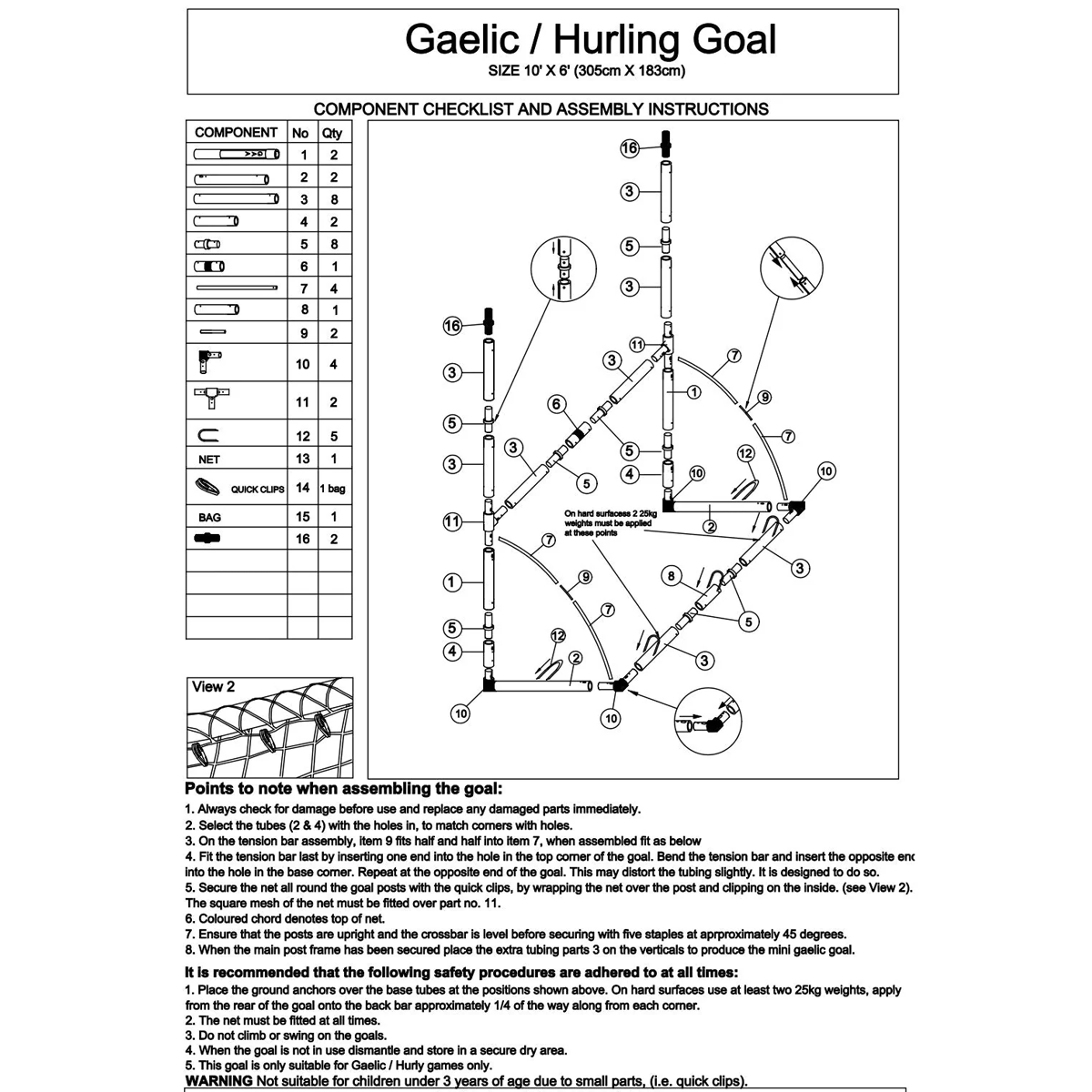 Mc Keever Sports Gaelic/Hurling Goalpost (10ft x 6ft)