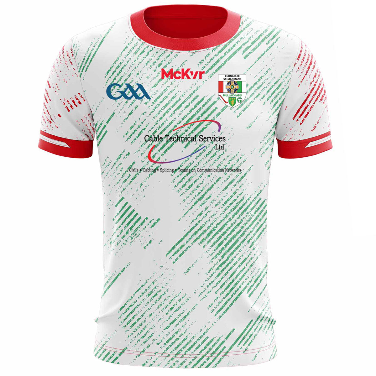 Mc Keever Clonaslee St Manmans GAA Training Jersey - Adult - White/Red/Green