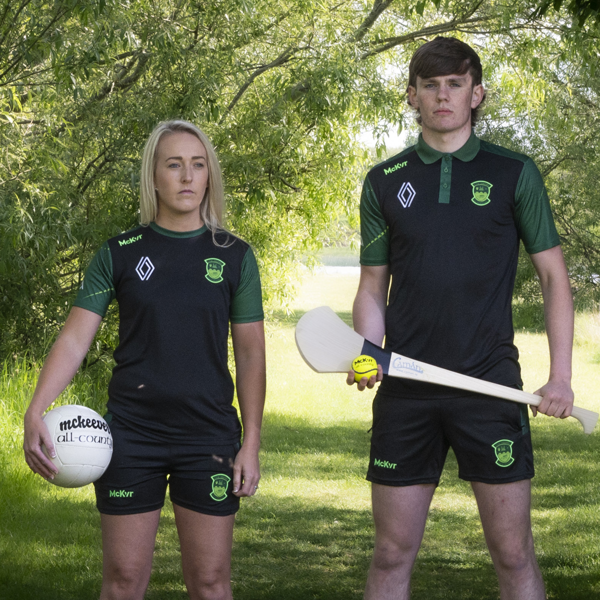 Mc Keever Westmeath GAA Boost Polo Top - Adult - Black/Bottle Green/Pop Green