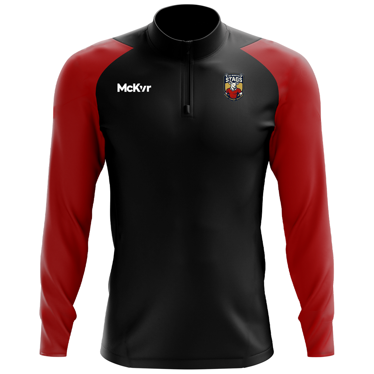 McKvr Munster Stags Rugby Core Pro 1/4 Zip Top - Adult - Black/Red ...