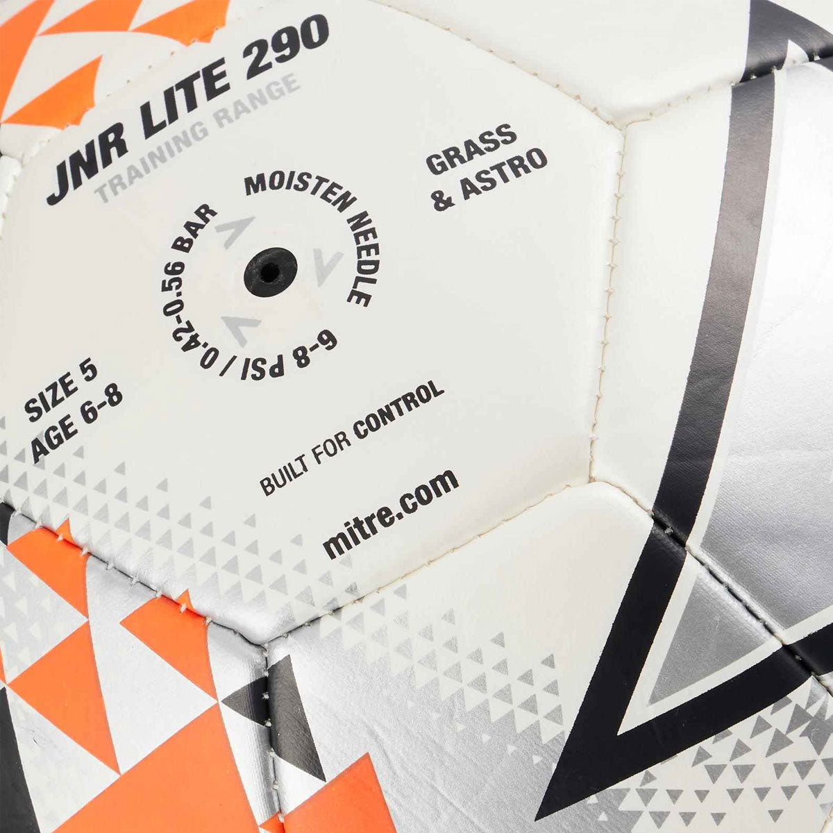 Mitre Lite 290 JU Football - White/Silver/Orange Size 5