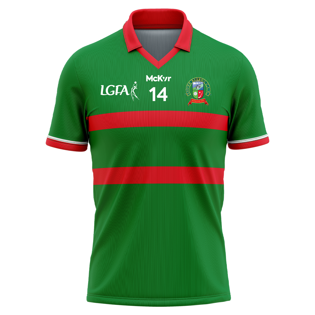 Mc Keever Naomh Barrog LGFA Numbered Playing Jersey - Youth - Green/Red