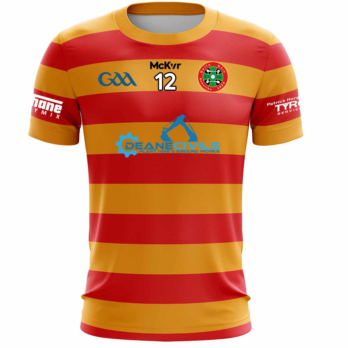 Mc Keever Newcestown GAA Numbered Senior Match Jersey - Adult - Amber/Red