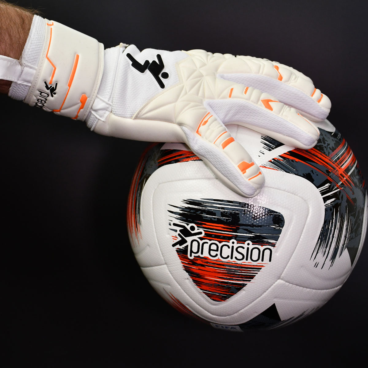 Precision Training Fusion X Pro Negative Contact Duo Goalkeeper Gloves - Adult - White/Orange