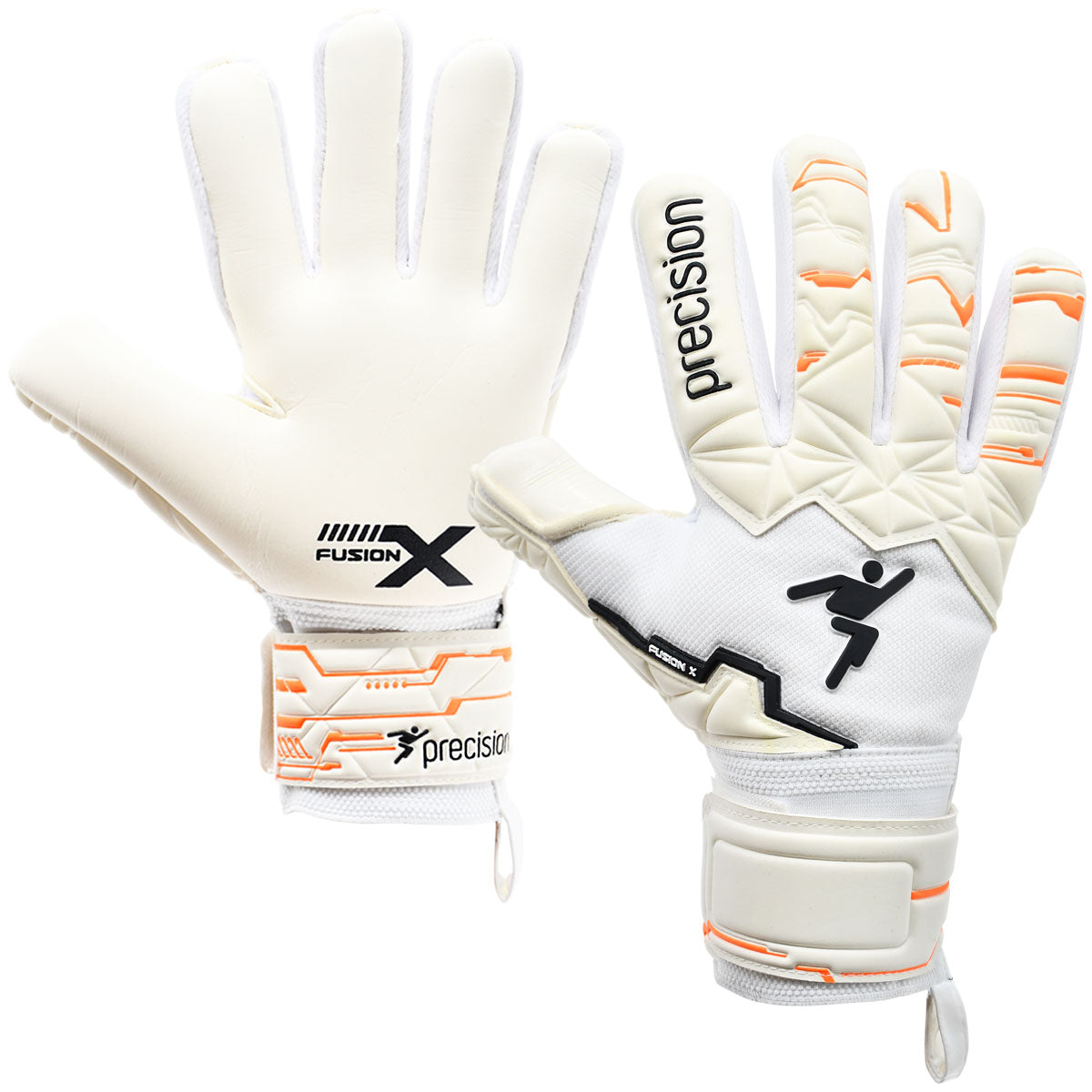 Precision Training Fusion X Pro Negative Contact Duo Goalkeeper Gloves - Adult - White/Orange