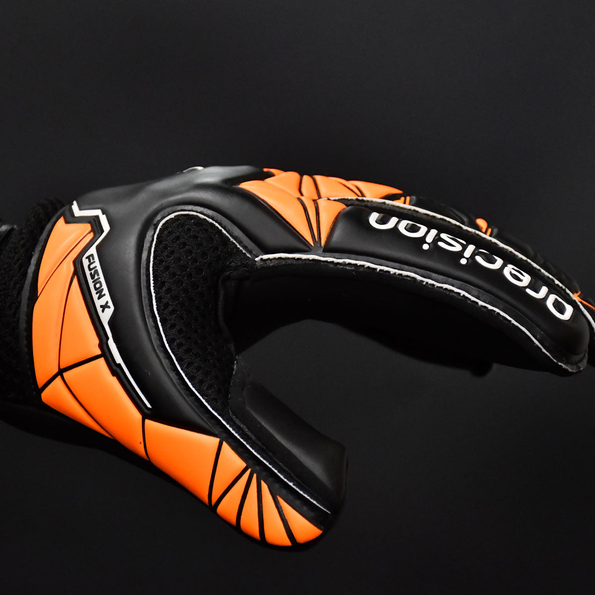 Precision Training Fusion X Roll Finger Protect Goalkeeper Gloves - Adult - Black/Orange