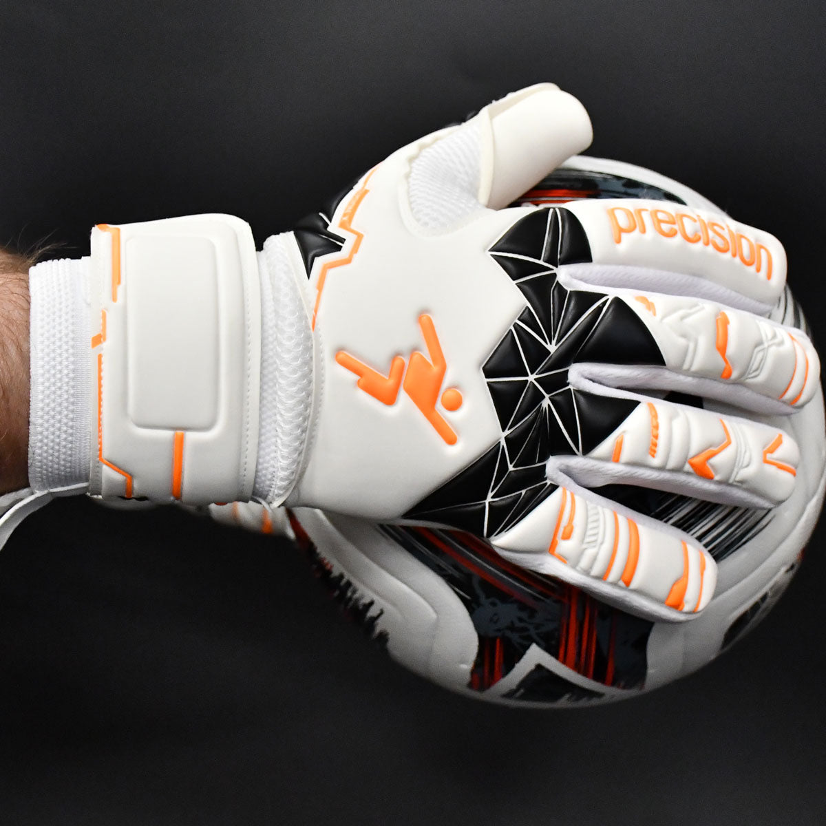 Precision Training Fusion X Negative Replica Goalkeeper Gloves - Youth - White/Orange/Black