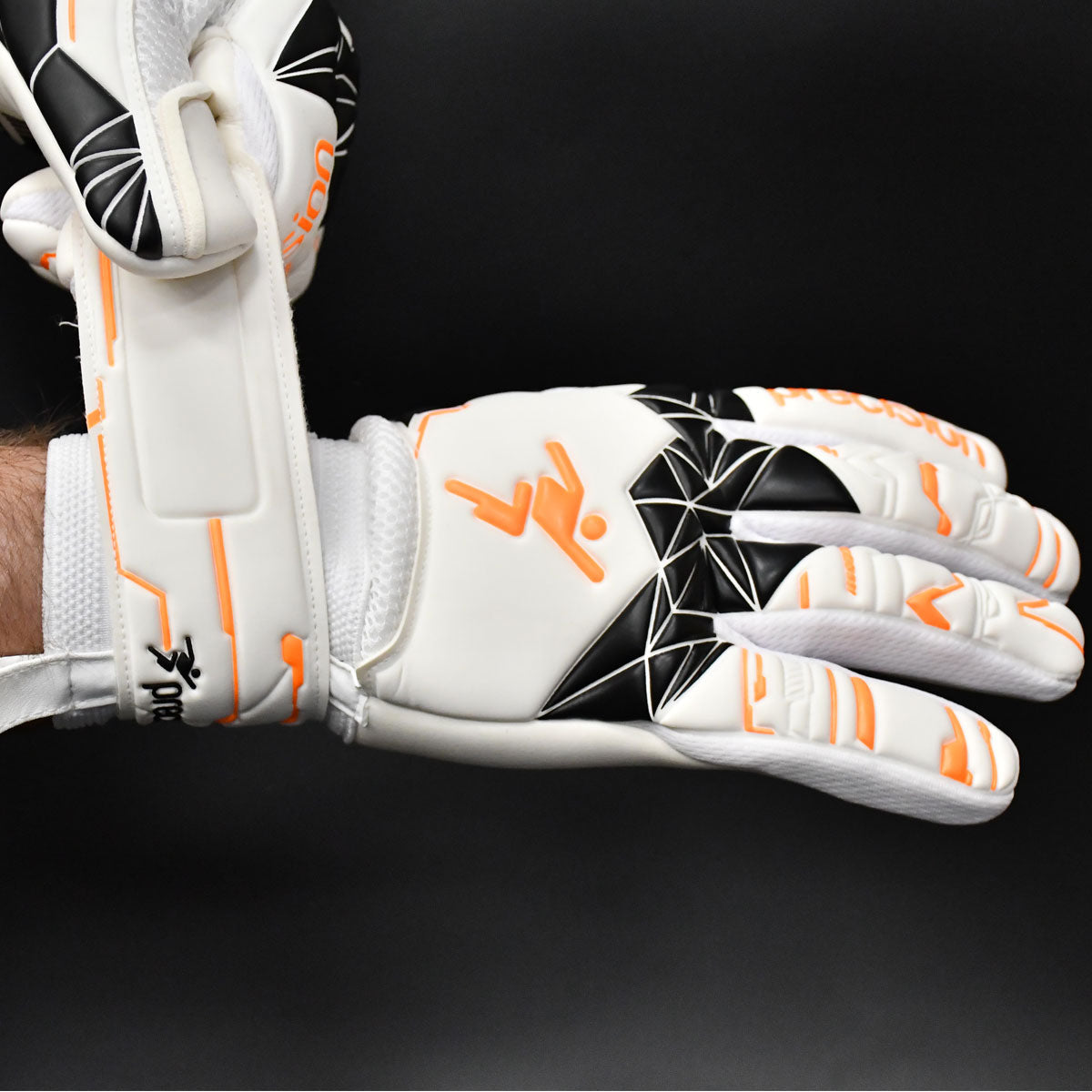 Precision Training Fusion X Negative Replica Goalkeeper Gloves - Adult - White/Orange/Black