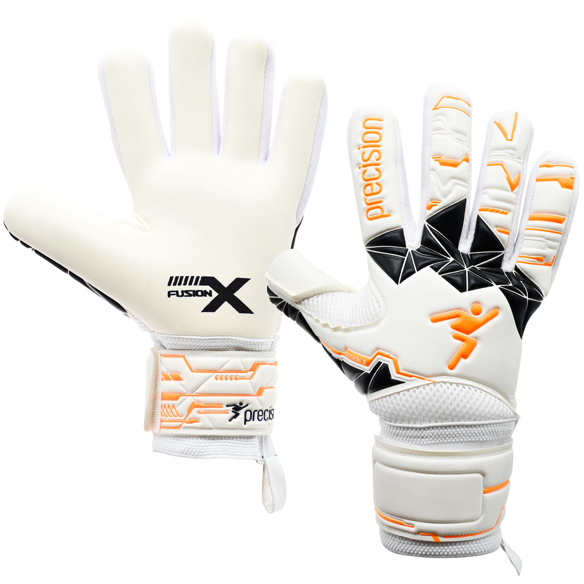 Precision Training Fusion X Negative Replica Goalkeeper Gloves - Adult - White/Orange/Black