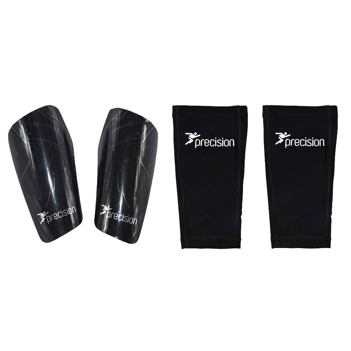 Precision Pro Matrix Shinguards - Youth - Black/Chrome
