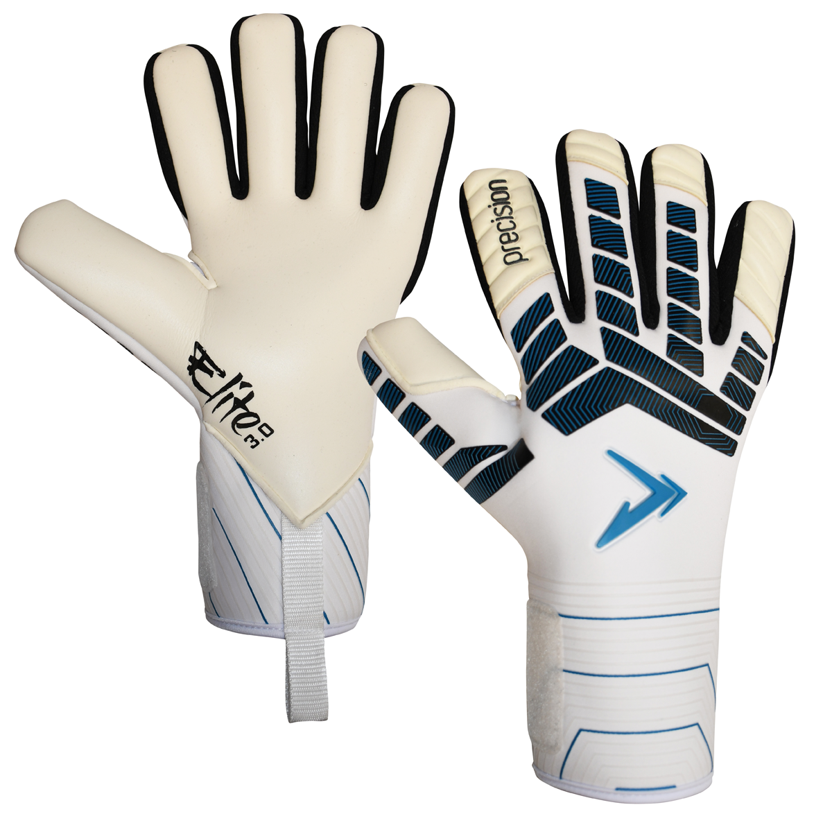Precision Elite 3.0 Giga Goalkeeper Gloves - Adult - White/Black/Blue