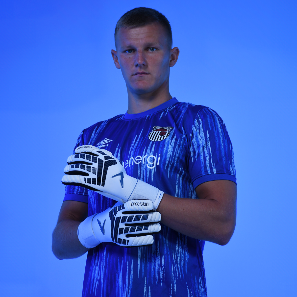 Precision Elite 3.0 Giga Goalkeeper Gloves - Adult - White/Black/Blue