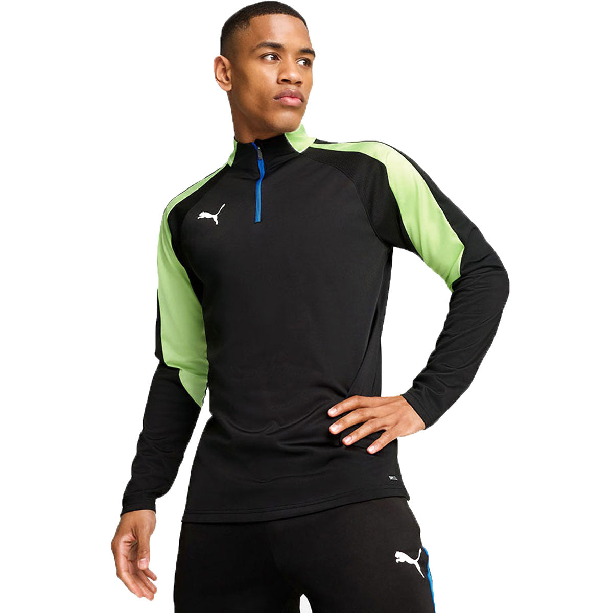Puma IndividualLIGA 1/4 Zip Top - Mens - Black/Fizzy Apple