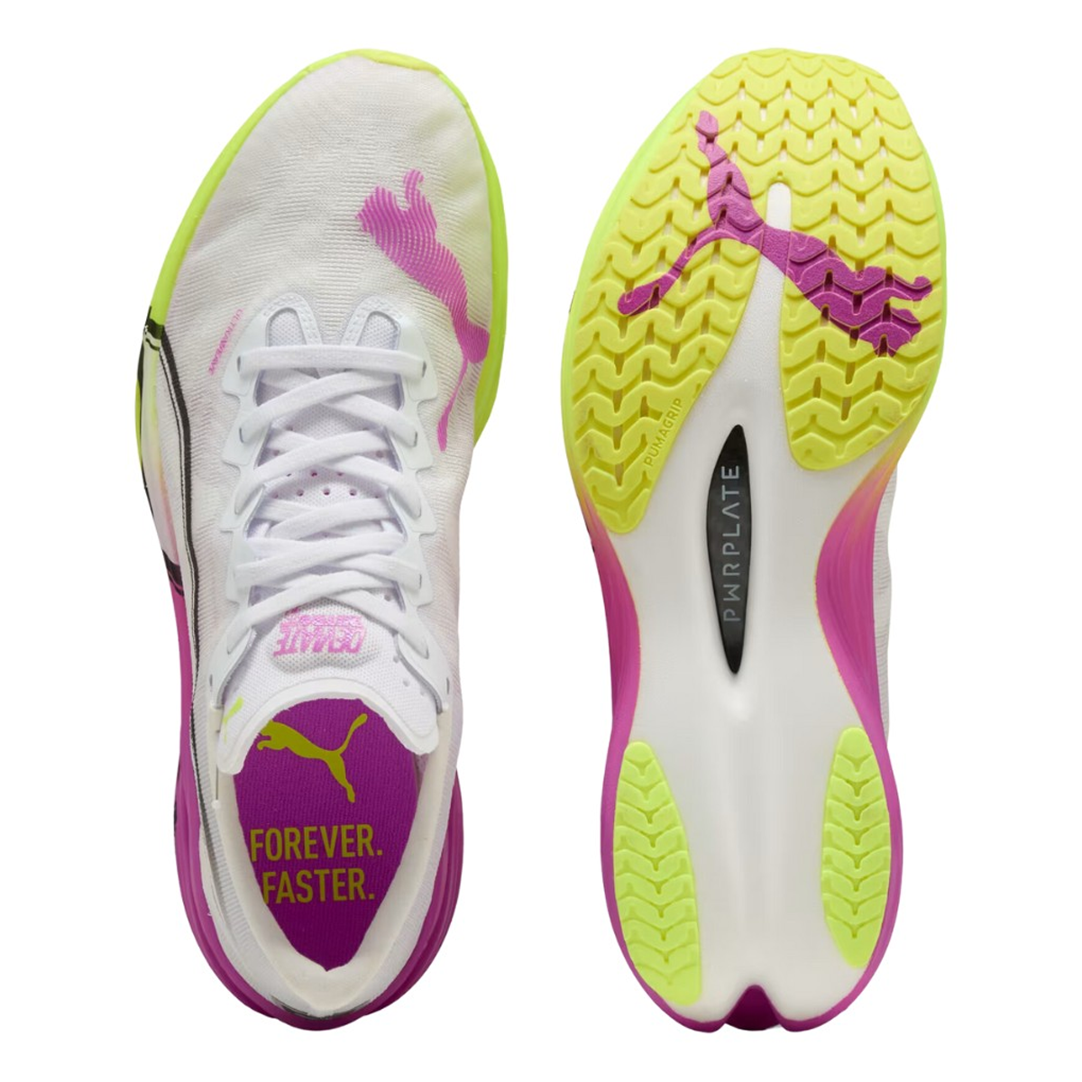 Puma Deviate Nitro Elite 3 Running Shoes - Womens - White/Magenta/Yellow