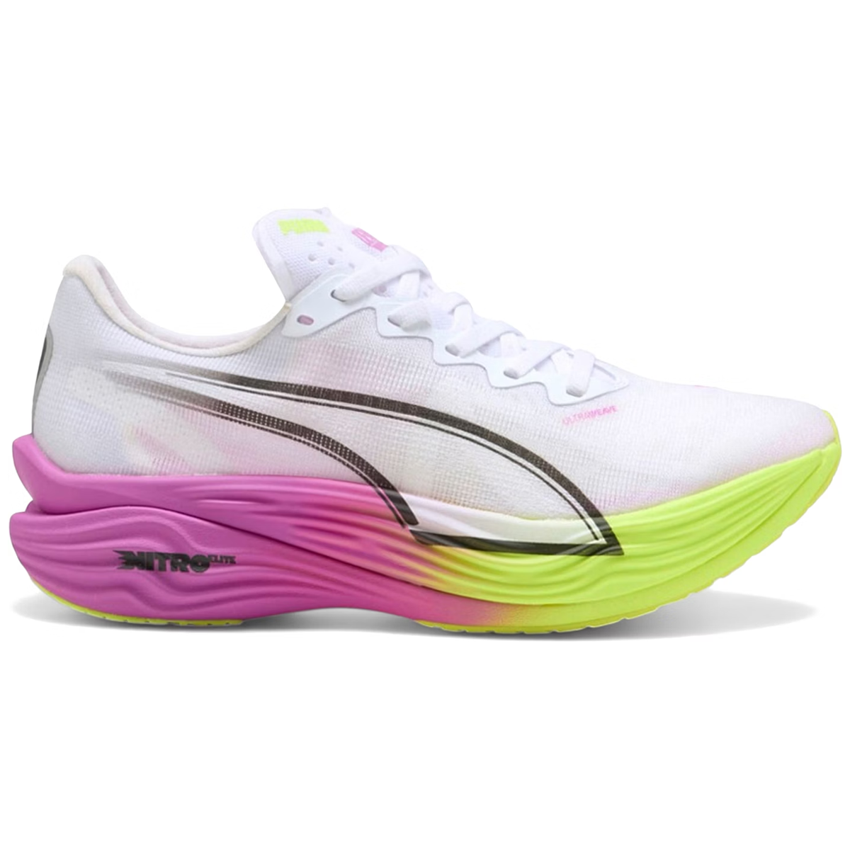 Puma Deviate Nitro Elite 3 Running Shoes - Womens - White/Magenta/Yellow