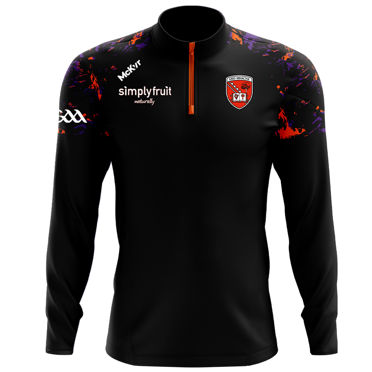 Mc Keever Armagh GAA Official Vital Lightweight 1/4 Zip Top - Womens - Black/Orange/Purple