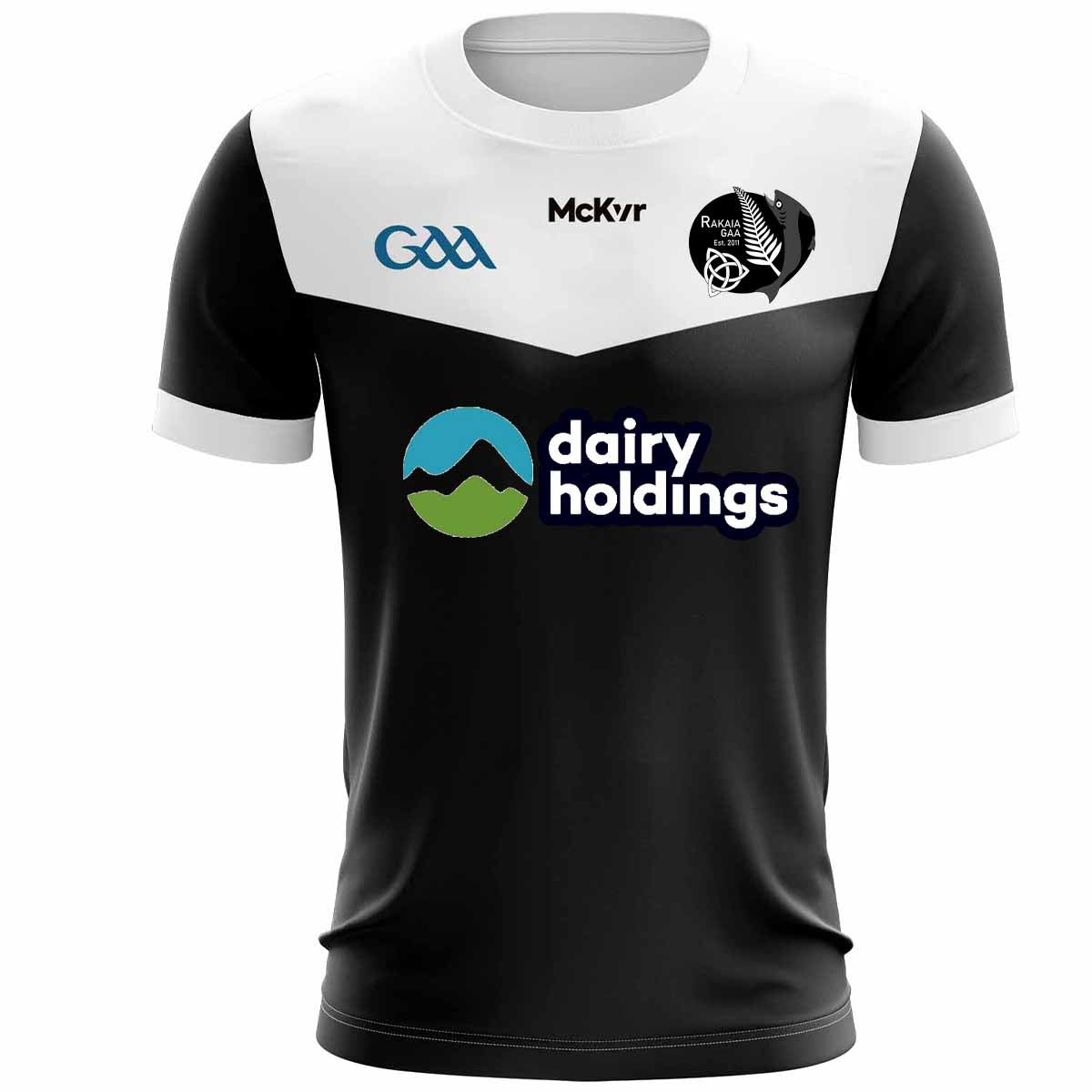 McKvr Rakaia GAA Outfield Jersey - Adult - Black/White Player Fit