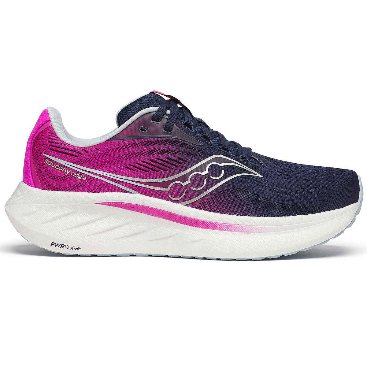 Saucony Ride 18 Running Shoes - Womens - Navy/Fuchsia