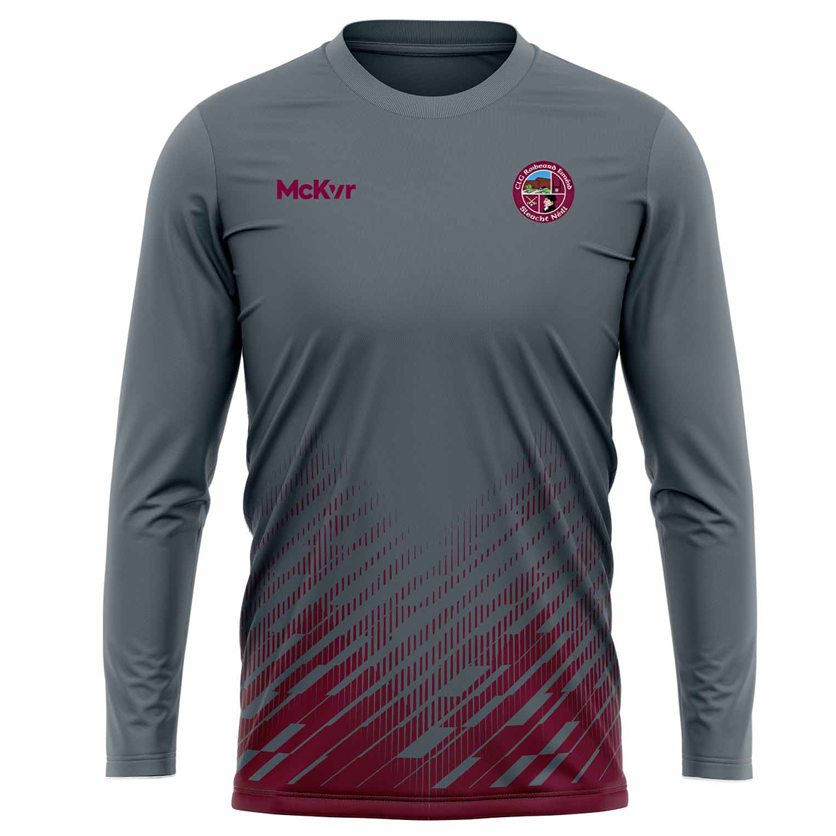 Mc Keever Slaughtneil GAC Long Sleeve Tech Top - Adult - Grey/Maroon