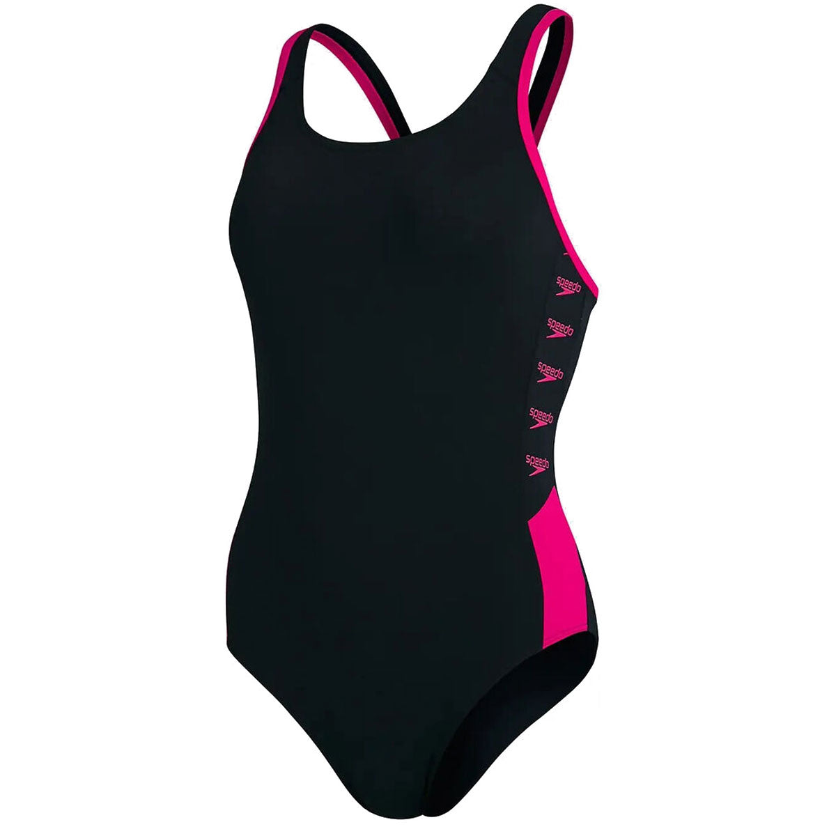 Speedo Boom Logo Splice Muscleback Swimsuit - Womens - Black/Pink