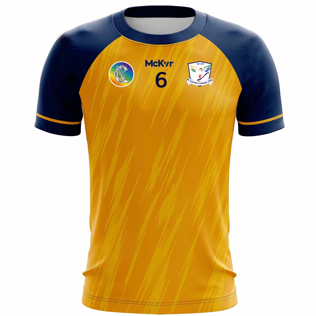 McKvr St Patricks Camogie Club Numbered Playing Jersey - Youth - Saffron/Navy