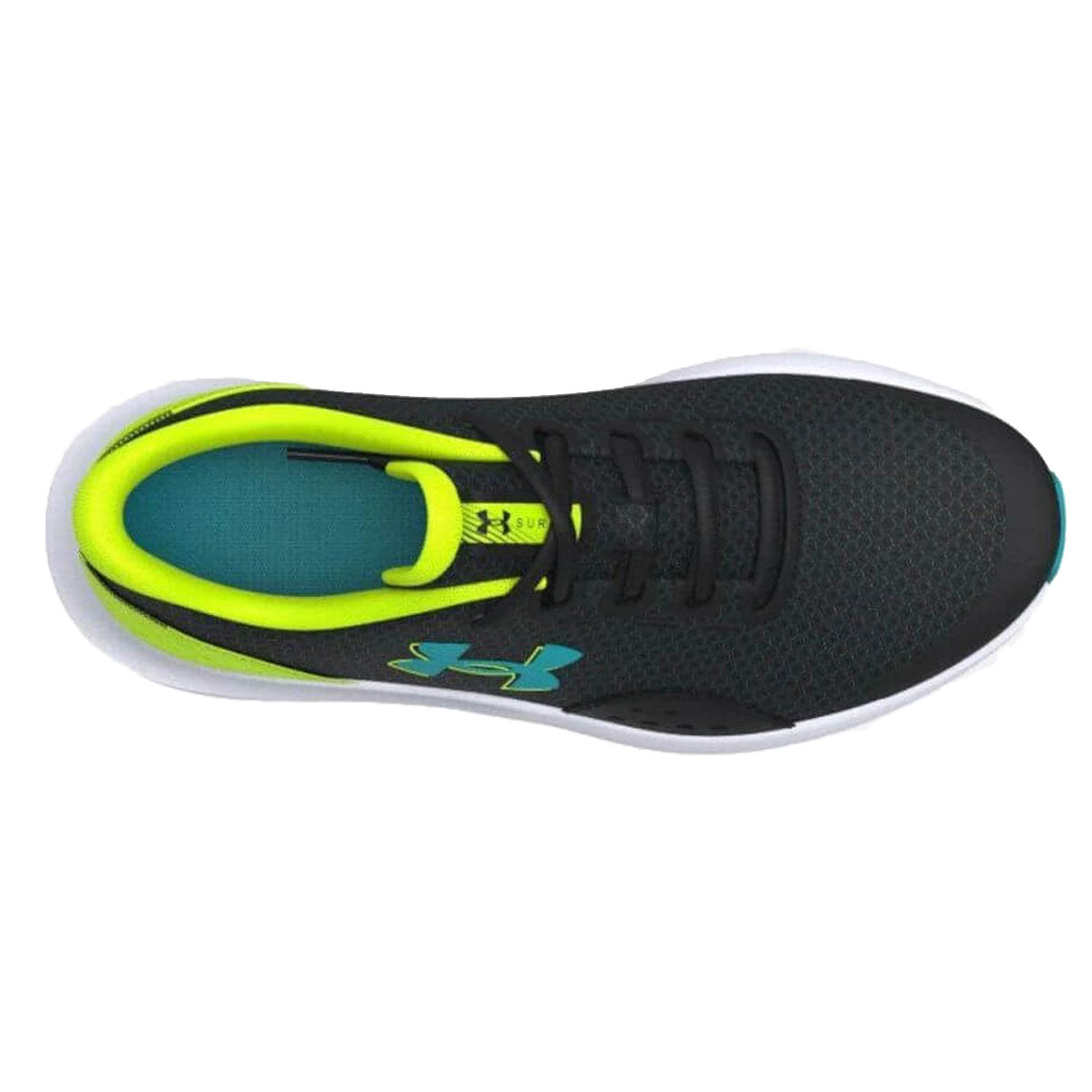 Under Armour BGS Surge 4 Running Shoes - Boys - Black/High Vis Yellow/Circuit Teal
