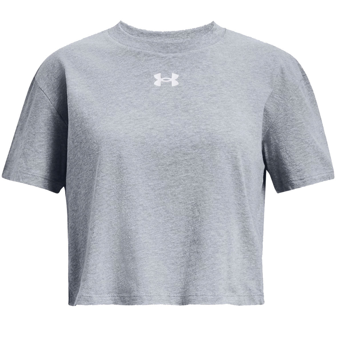 Under Armour Crop Sportstyle Logo Short Sleeve Tee - Girls - Steel Light Heather/White