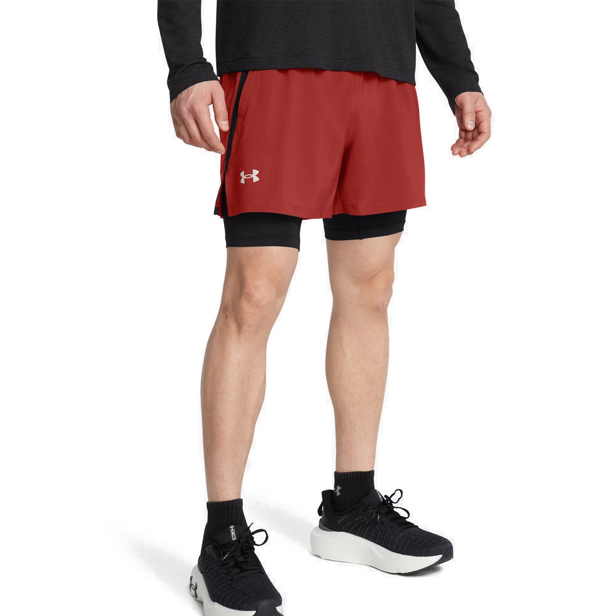 Under Armour Launch 5 Inch 2-in-1 Shorts - Mens - Earthen Orange/Black/Reflective