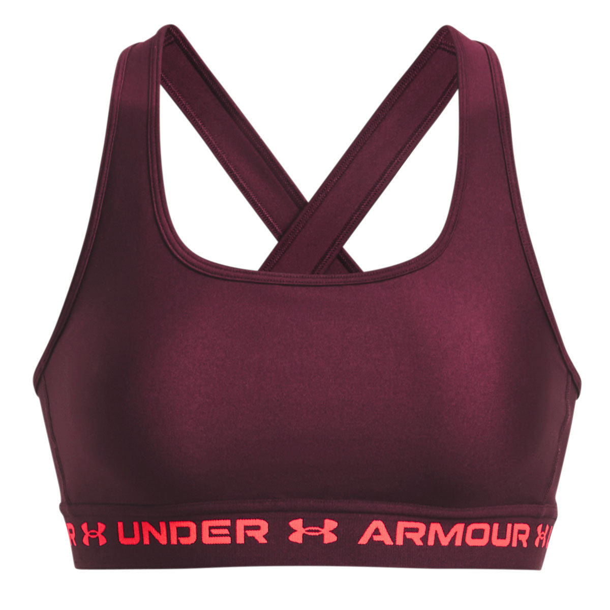 Under Armour Mid Crossback Sports Bra - Womens - Dark Maroon/Beta
